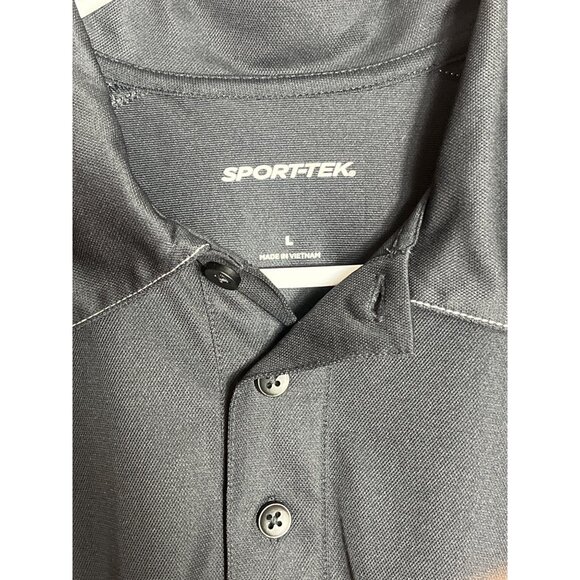 Sport-Tek Black Shirt Henley Sport Wick Polo Short Sleeve Casual Mens Size L - Picture 3 of 7
